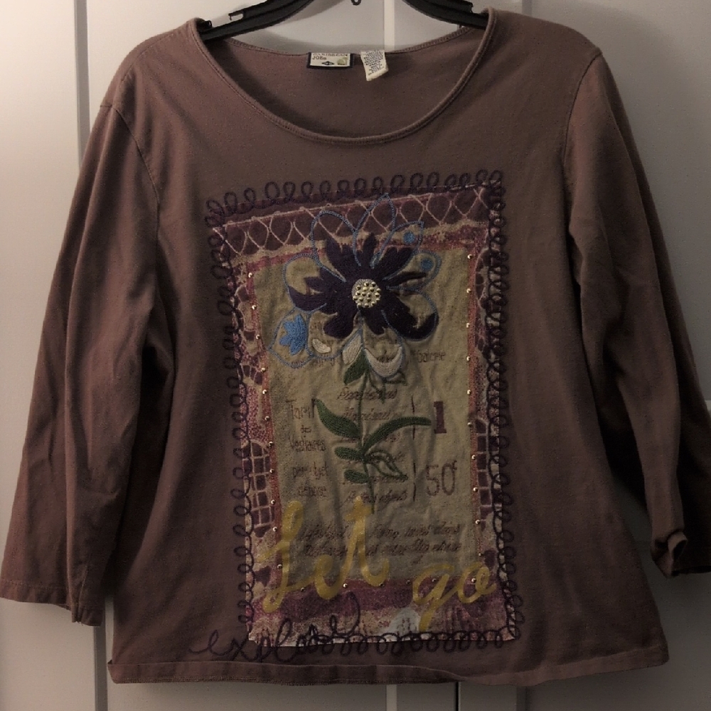 Caribbean Joe Brown Long Sleeve Top